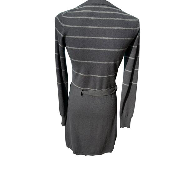 Theory Wool Blend Milly New Steady Stripe Tie Waist Fit n Flare Sweater Dress- M - Picture 5 of 8